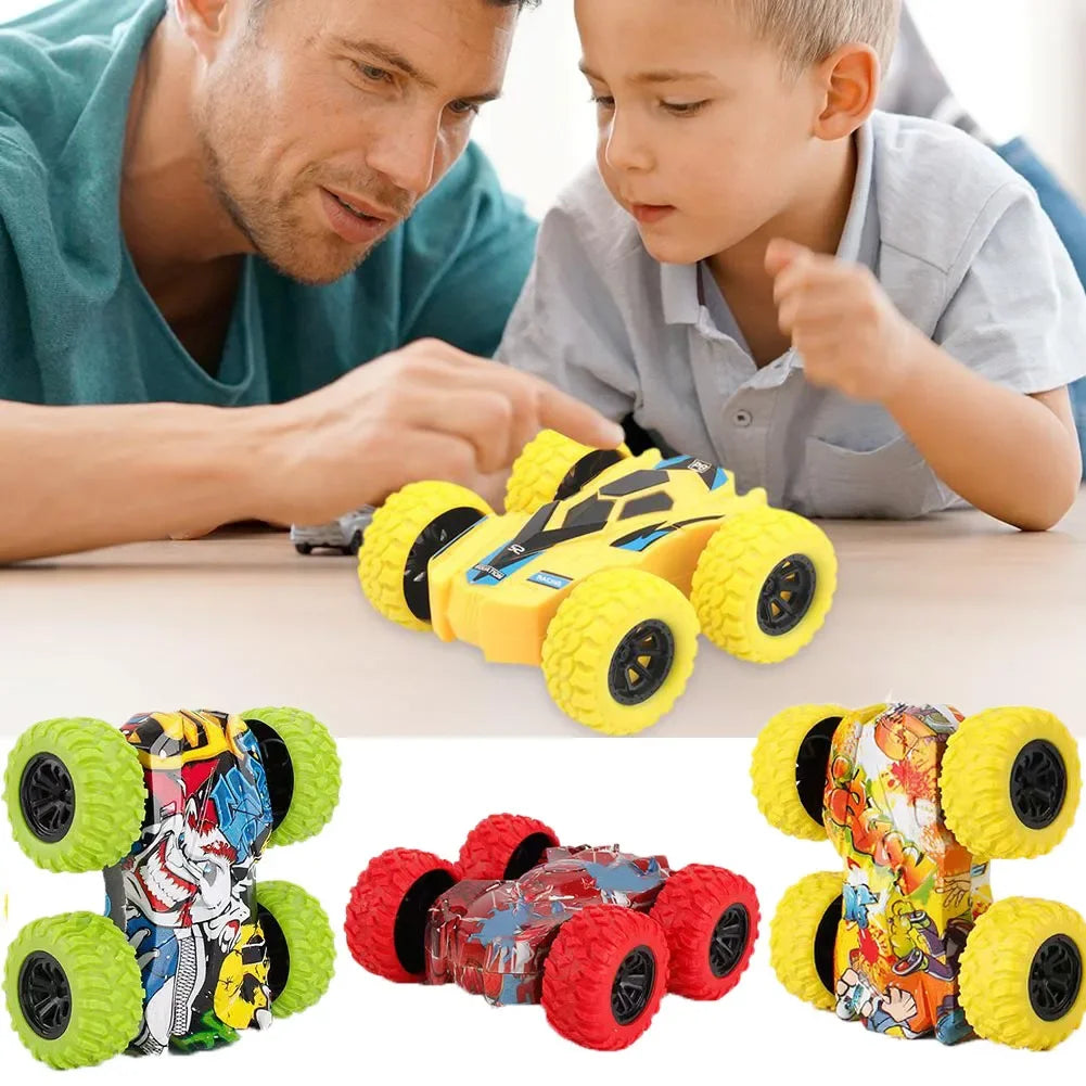 Toys Car Four-wheel Drive Off-road Vehicle Stunt Dump Cars Double-Side Inertia Car Boy Toy Car Pull Back Kids Toy Gift