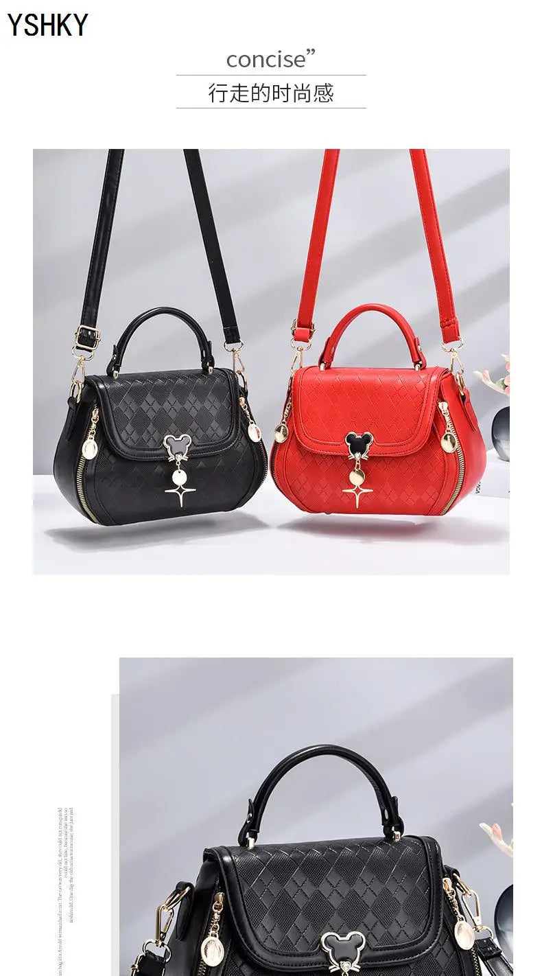 Genuine Leather Bow Bucket Tote Bag | Women's Shoulder Bag — 6 Colors