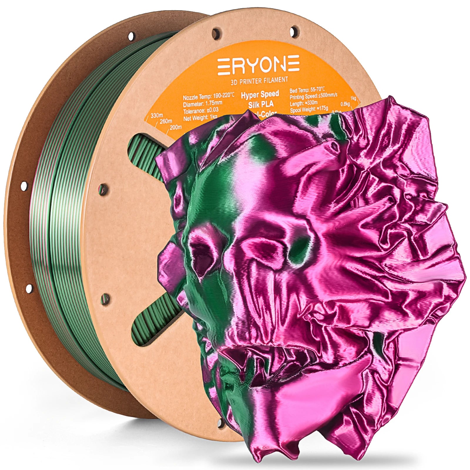 ERYONE 1KG Silk Dual Color PLA Series 3D Printer Filament 1.75mm, Dual-Color Coextrusion Silky Shiny Finish, 1kg Spool