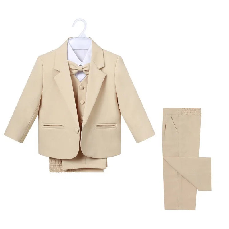 Fashion Baby Formal Clothes Set Blazer Jacket+Shirt+Vest+Bowtie+Pant 5PCS Infant Toddler Clothes Suit Party Baby Clothes 0-2Y
