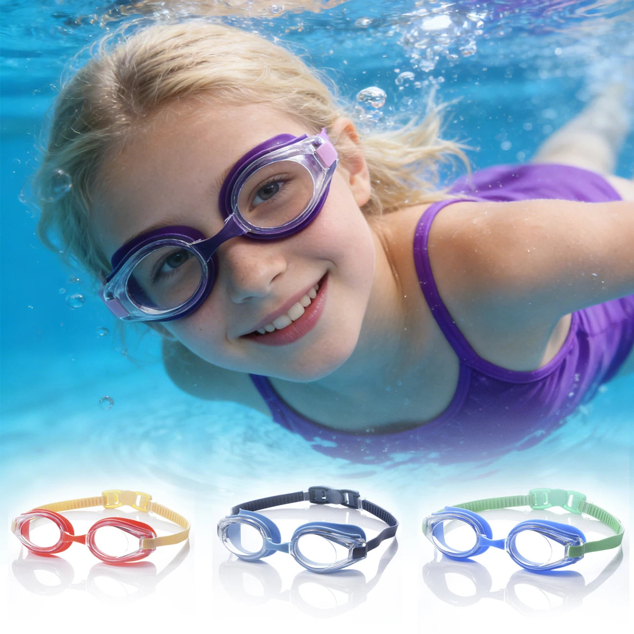 1PC Swimming Goggles, Professional Waterproof and Anti-fog Flat Light Diving, Toddler Goggles No Hair Pull
