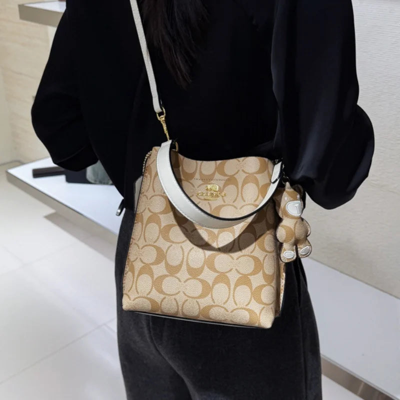Unisex PU Bucket Bag with Magnetic Buckle