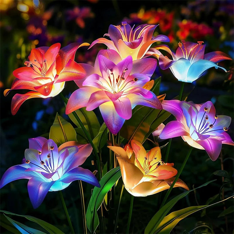 Garden Solar Lawn Lamp LED Artificial Orchid Flower Ground Light Summer Wedding Holiday Party Outdoor Courtyard Patio Decoration