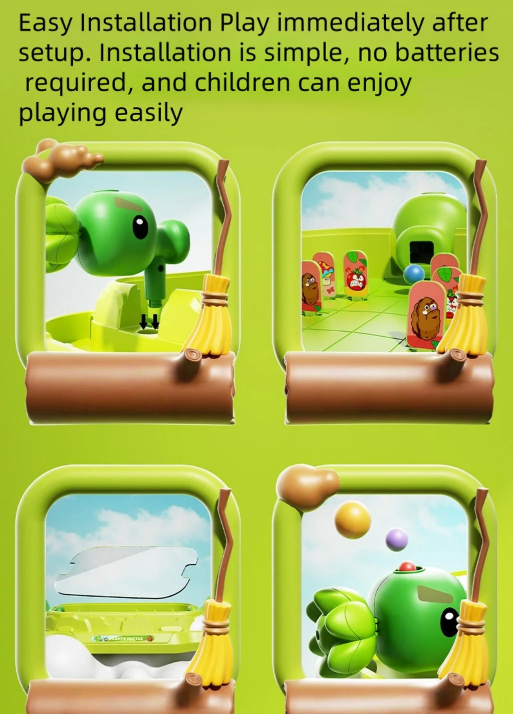 Plants vs Zombies 2-Player Tabletop Shooting Battle Game | Family Party Toy for Kids & Adults
