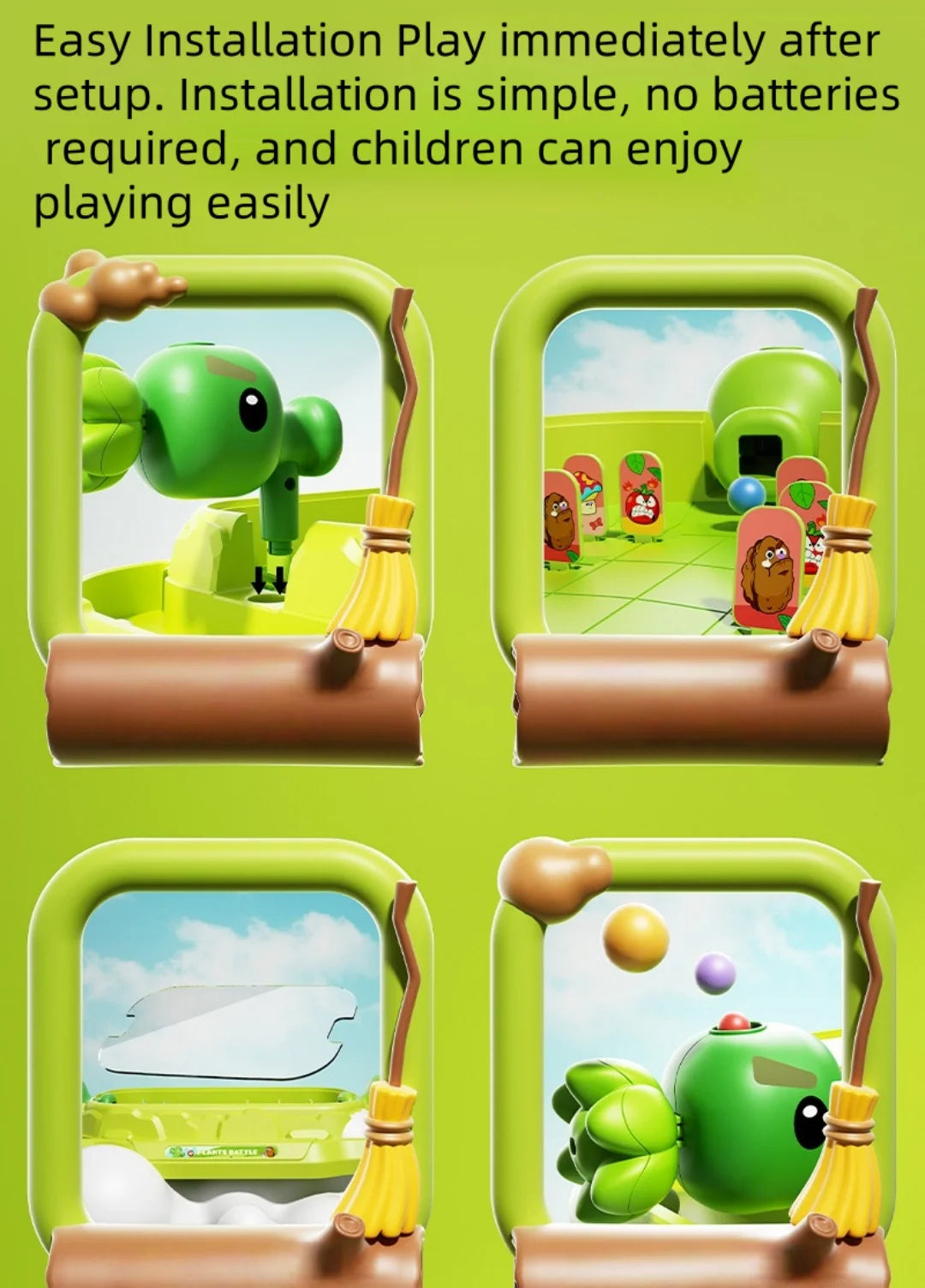 Plants vs Zombies 2-Player Tabletop Shooting Battle Game | Family Party Toy for Kids & Adults