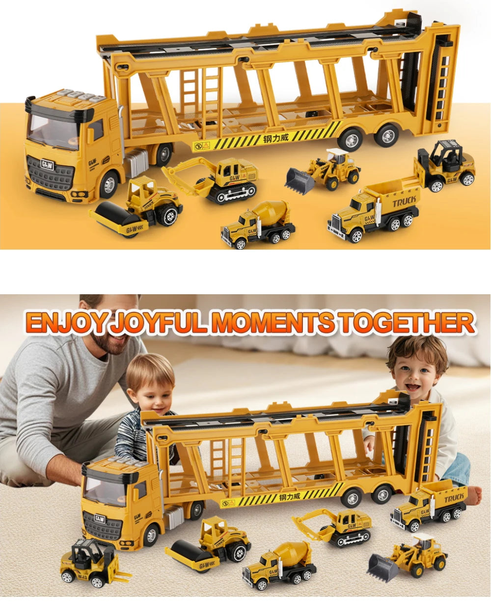 Construction Carrier Trucks Toy Set Highly Simulated Driving Model Vehicles Wheel Loaders Rollers Transport Trucks For Children