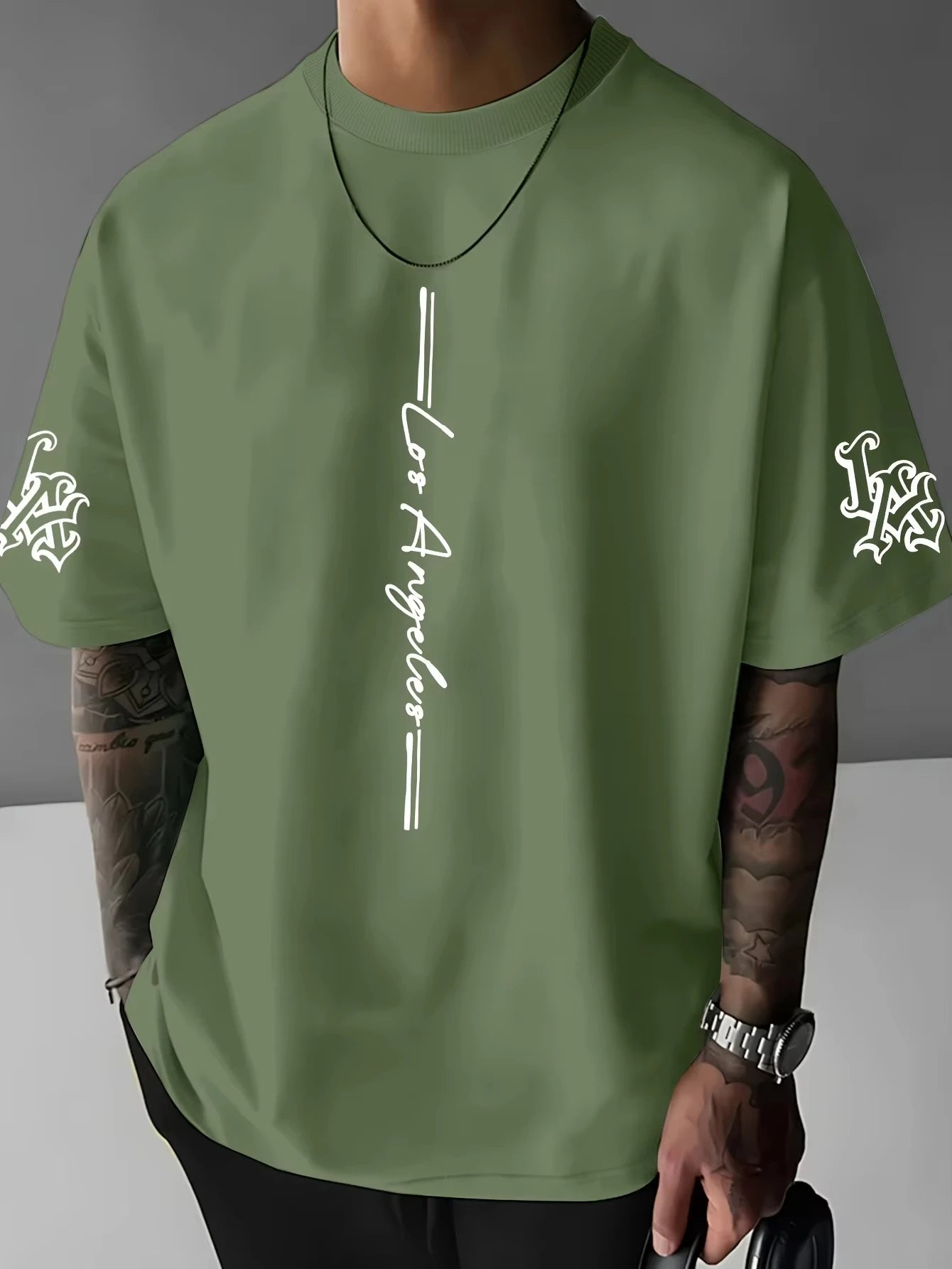 Men's Casual Letter Print T-Shirt – Breathable Cotton Round Neck Tee