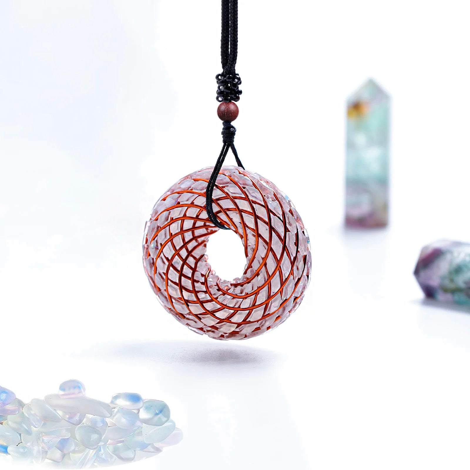 Rodin Coil & Amethyst  Orgone Pendant Necklace, Handmade pendant jewelry ，Adjustable Chain for Women & Men