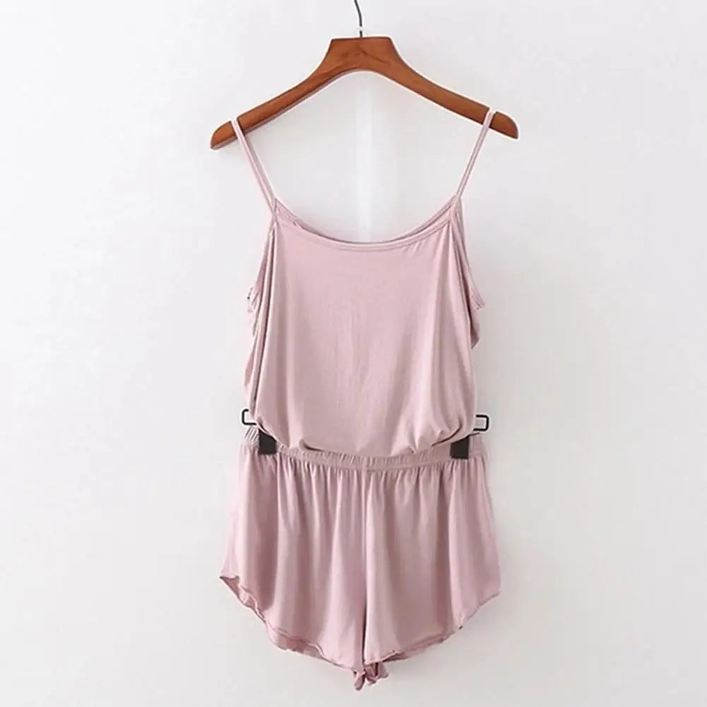2 Pcs/Set Lounge Women Summer Pajamas Solid Color Sleeveless Camisole Shorts Lady Pajamas for Women Sleepwear Set