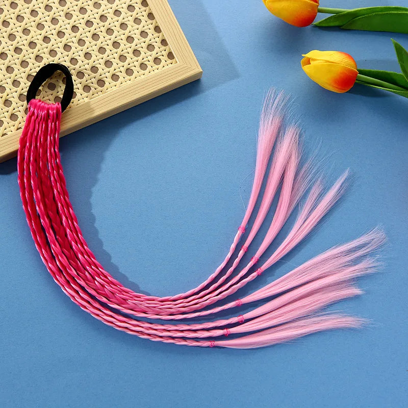 Korean Fashion Kids Wig Braids Girls Dirty Braid Hair Rope Children Gradient Barrettes Headwear Baby Kids Hair Accessories