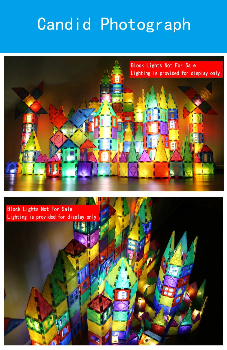 52pcs Luxury Magnetic Tiles Toy Set, 3D Rhombus Magnetic Tiles Building Blocks, Construction Toy