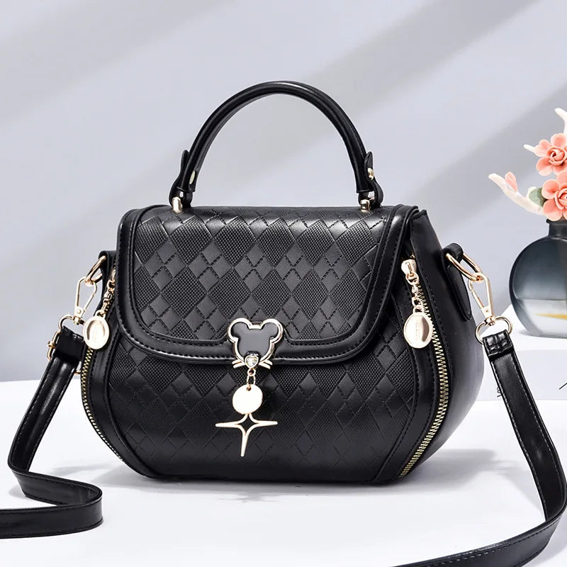 Genuine Leather Bow Bucket Tote Bag | Women's Shoulder Bag — 6 Colors