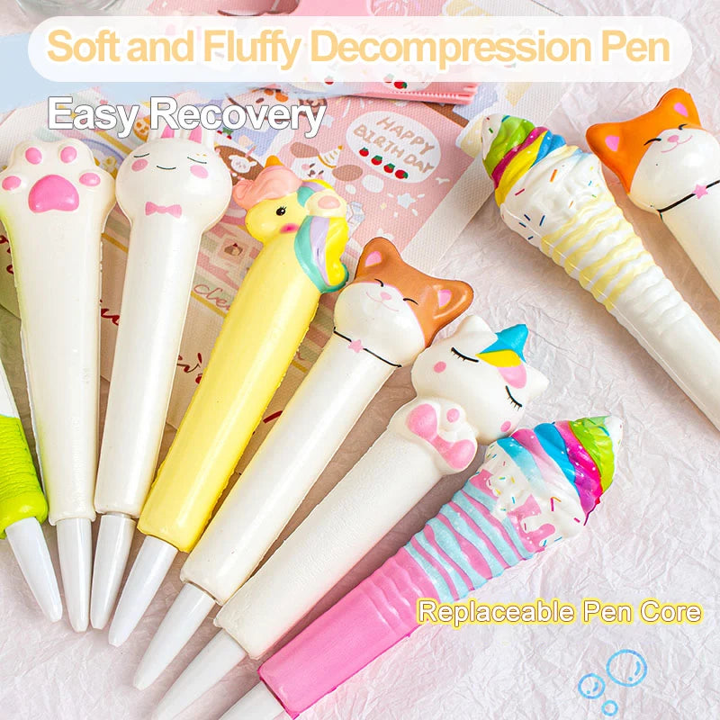 10-Pack Cartoon Squishy Stress Relief Gel Pens – Fun Student Novelty Pens