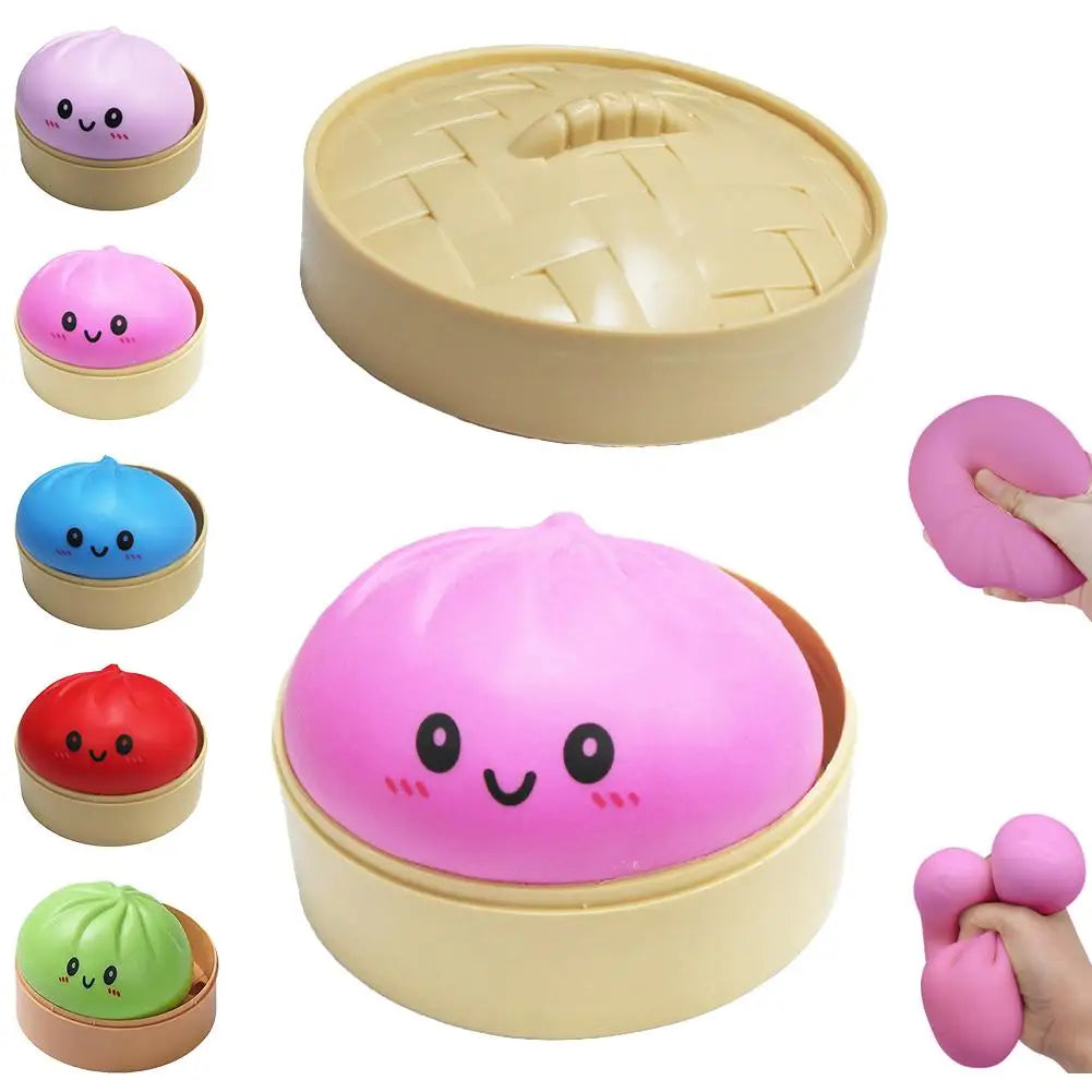 Stress Relief Squeeze Toy-Simulated Dumpling&Baozi,Reusable Low Rebound Sensory Dough Ball For Relieve Anxiety&Release Emotions