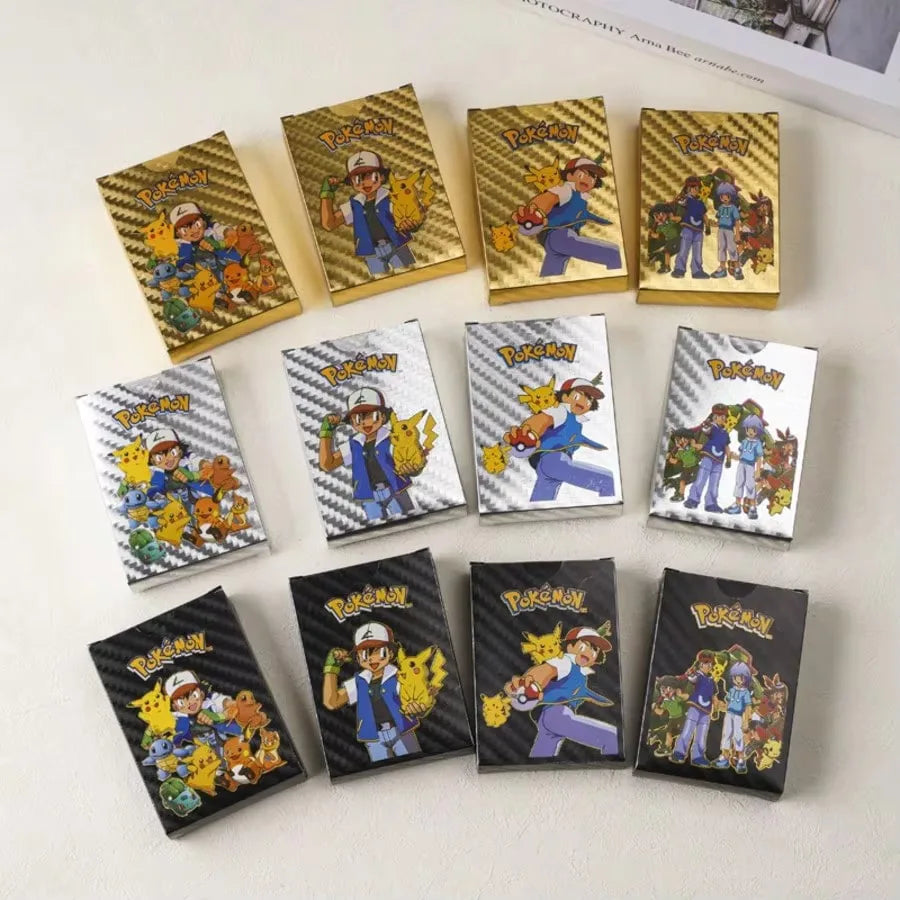 55pcs Card Set, Gold Silver Black Rainbow Diamond Foil TCG Game Cards, VMAX GX VSTAR, Collectible Cards, Hobby Collection.