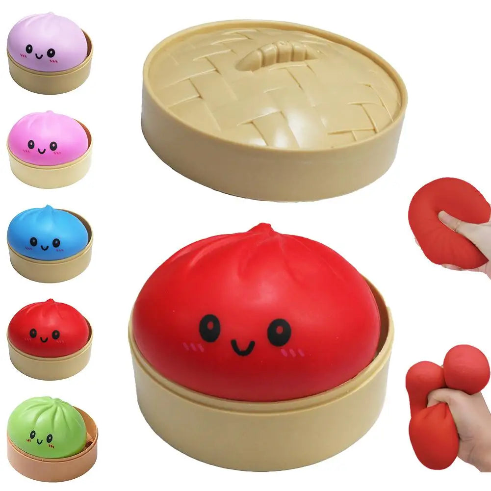 Stress Relief Squeeze Toy-Simulated Dumpling&Baozi,Reusable Low Rebound Sensory Dough Ball For Relieve Anxiety&Release Emotions