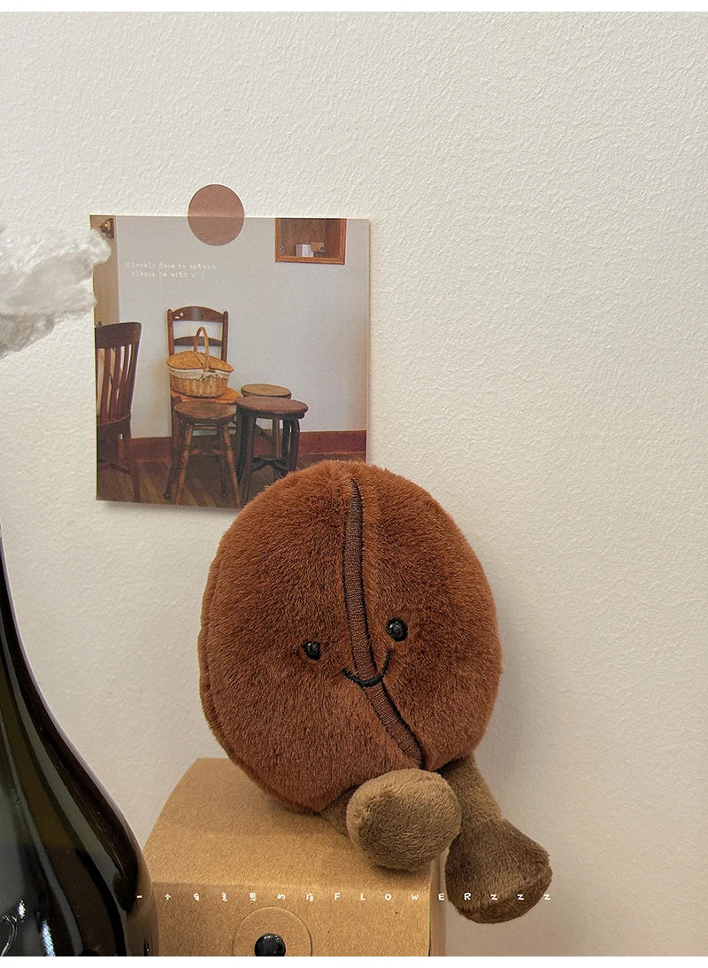 Jellycat-Style Coffee Bean Plush Toy | Soft Stuffed Food Doll — Cute Home Decor & Gift