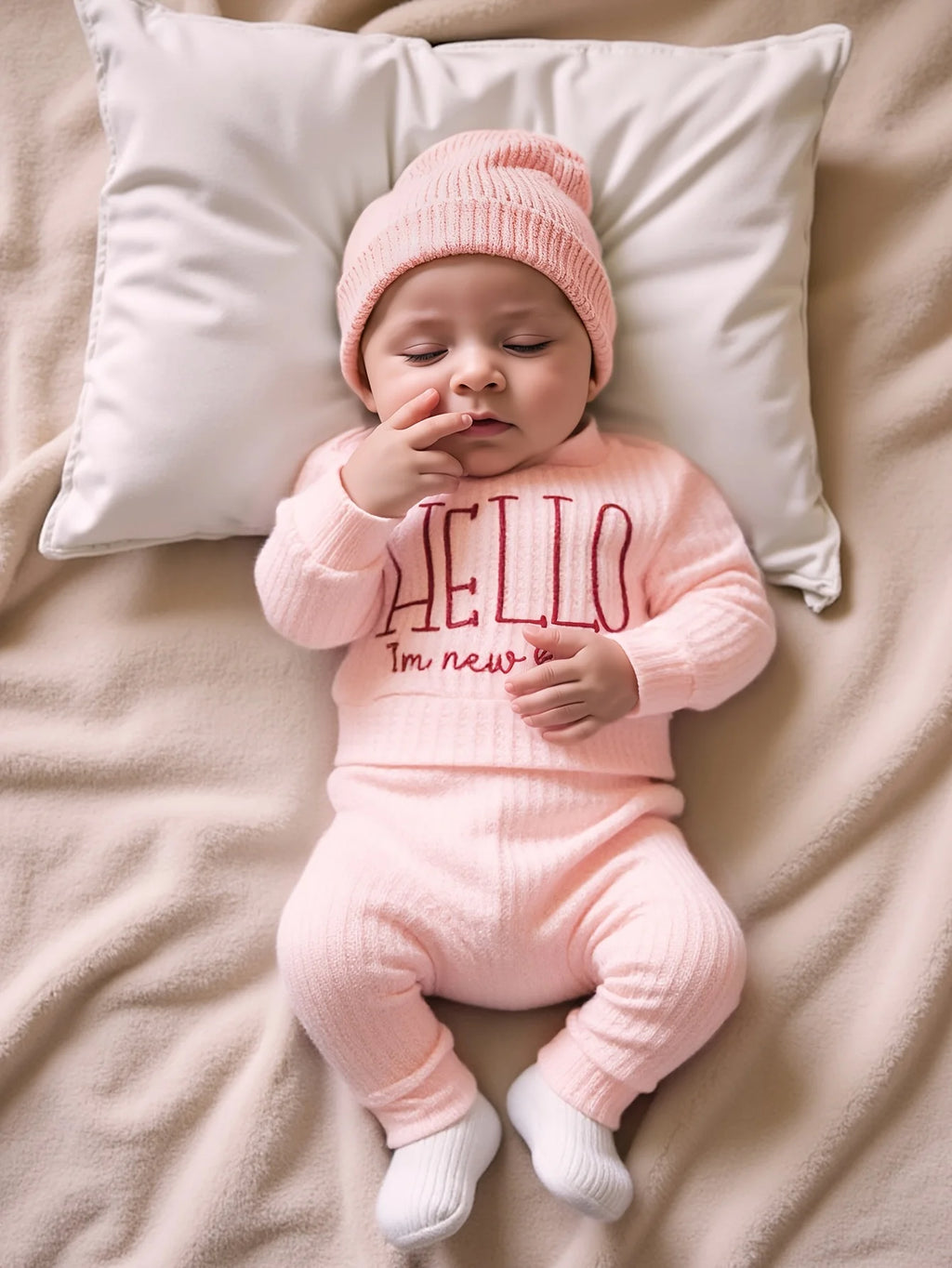 Hello World Newborn Photo Outfit, 3 Pieces