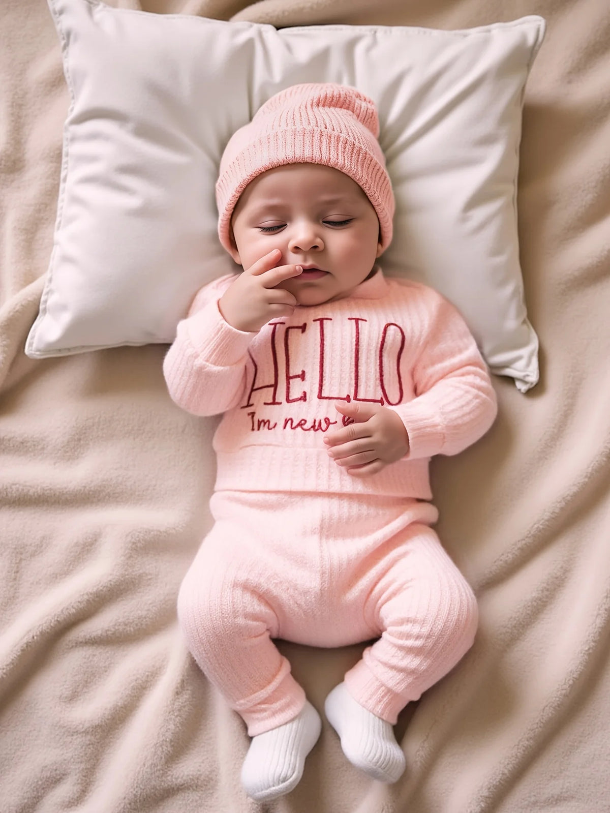 Hello World Newborn Photo Outfit, 3 Pieces