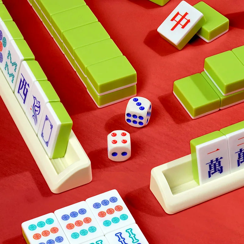 144-piece mahjong set, portable travel mahjong, table game for gatherings, Halloween and Christmas gift