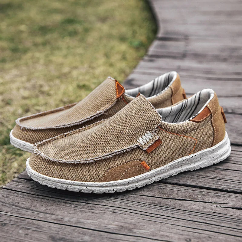 Men Canvas Shoes Slip On Loafers Summer Breathable Sneakers Men Comfty Casual Men Shoes Lightweight Flats Men Walking Zapatos