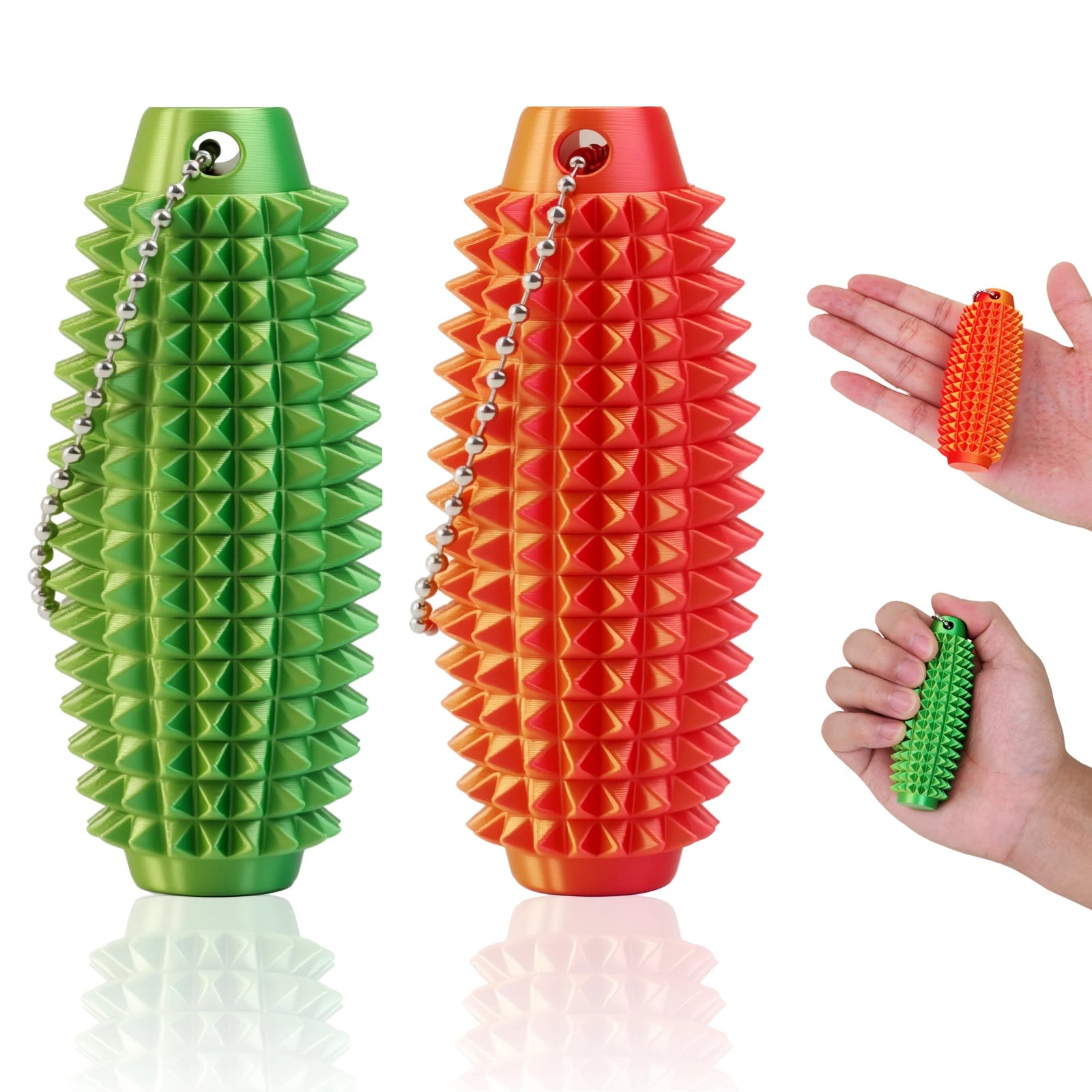 Mini Spiky Fidget Massage Keychain – 3D Silicone Pain Stim Sensory Toy for Anxiety Relief, Singles & 4-Pack