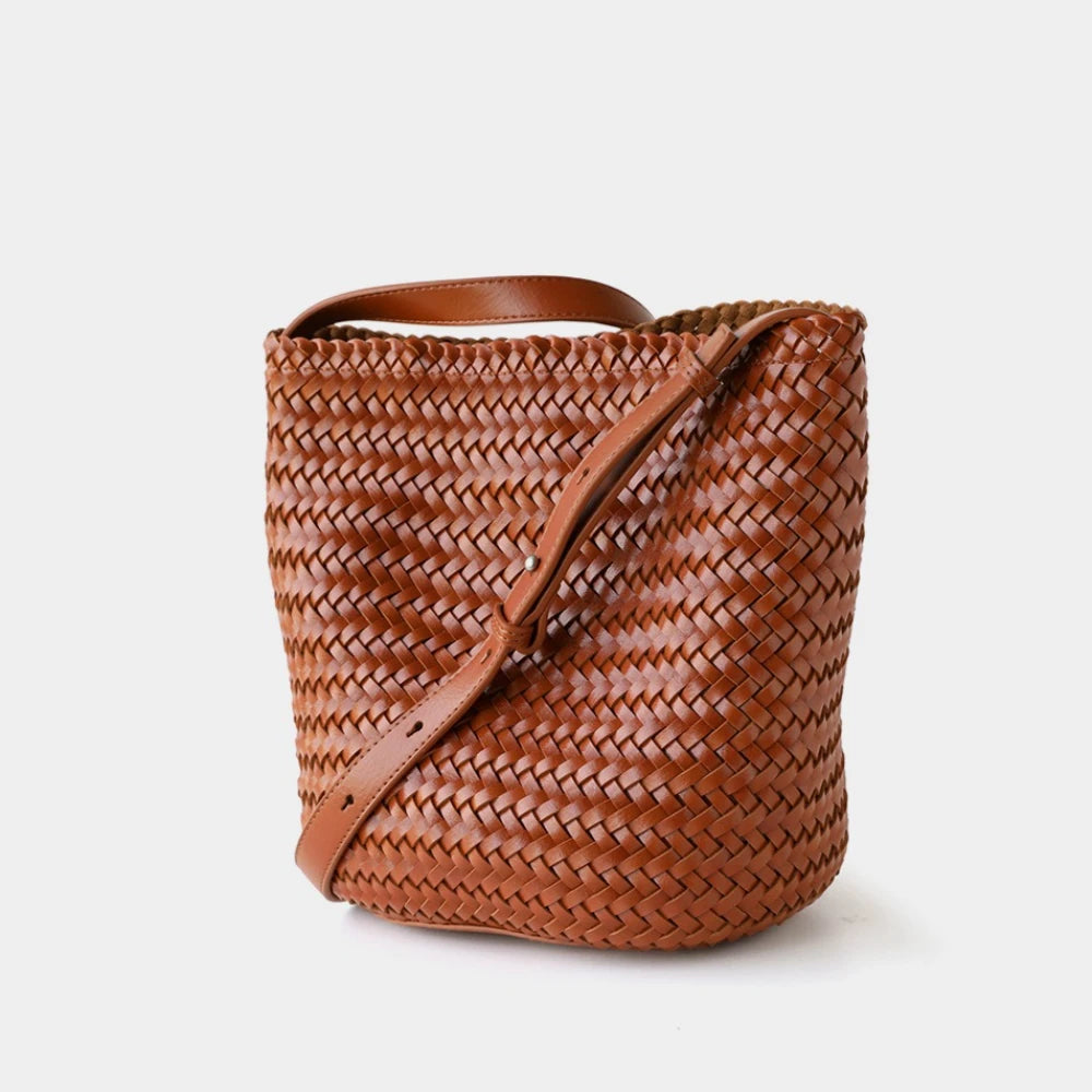 Women's Handwoven Knit Bucket Shoulder Bag