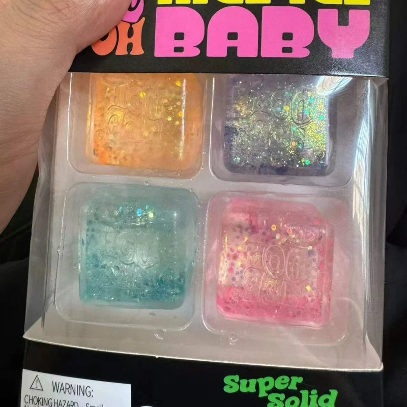 NeeDoh Nice Cube Glitter Sparkle Squish Toy – Slow Rising Anxiety Relief Fidget Cube, Surprise Blind Box