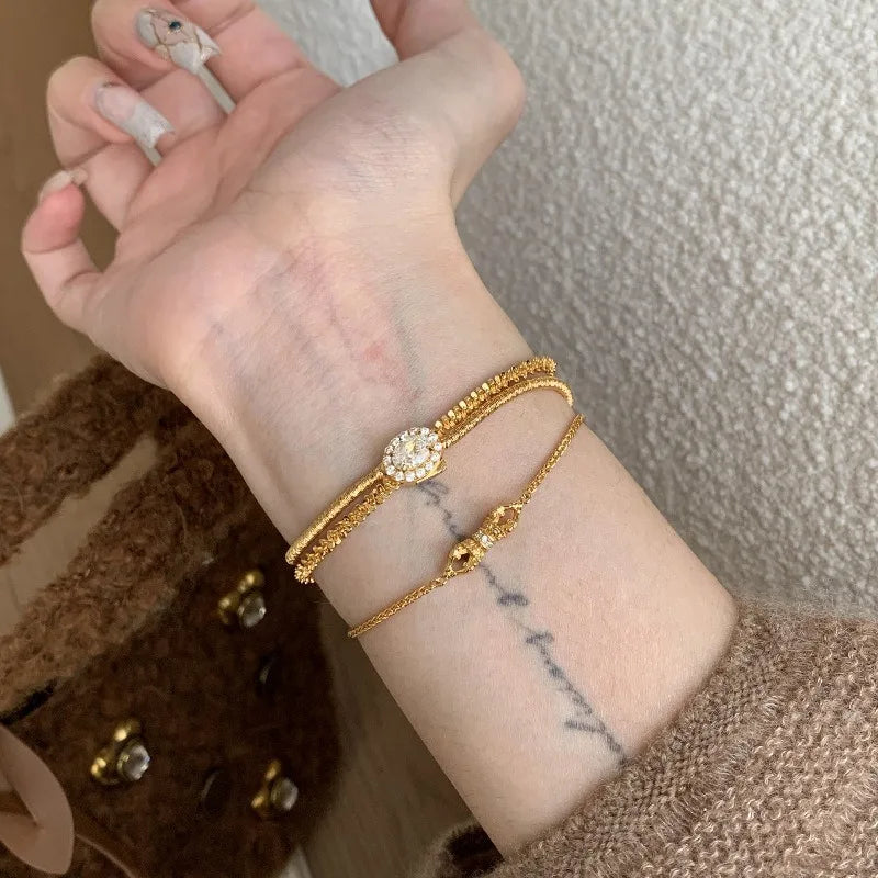 Light luxury high-end geometric bracelets for women inlaid diamonds exquisite chain bracelet fashion retro party jewelry gift