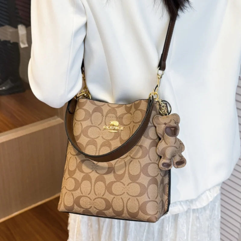 Unisex PU Bucket Bag with Magnetic Buckle