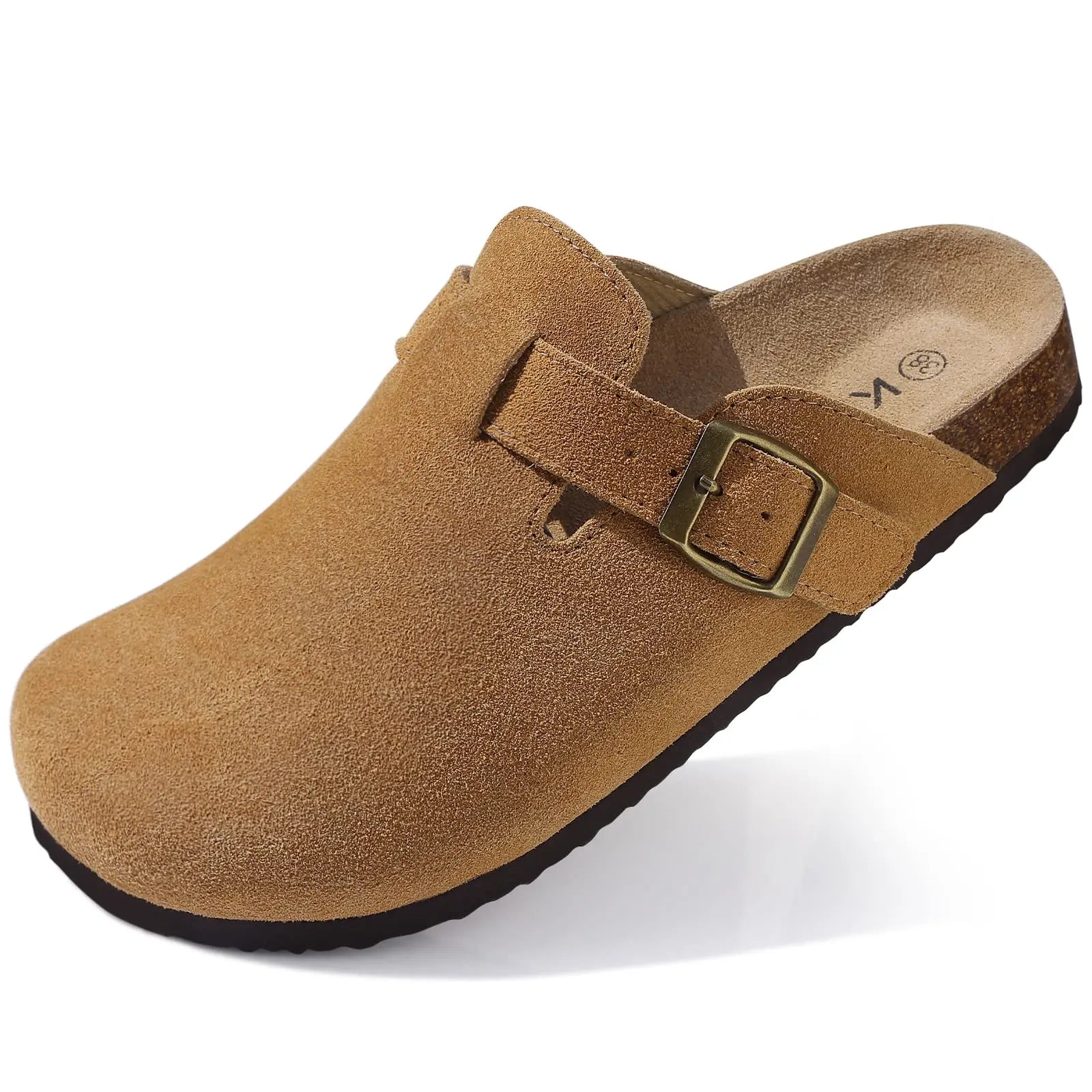 Goosecret Men Cow Suede Clogs Soft Cork Footbed Men Mules Slippers Fashion Men House Sandals With Arch Support Men Beach Sandals
