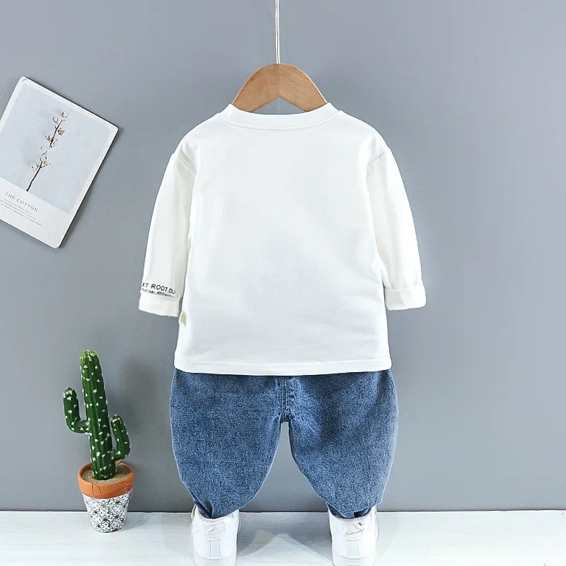 Baby Boy Fashion Ripped Denim 3-Piece Suit Set