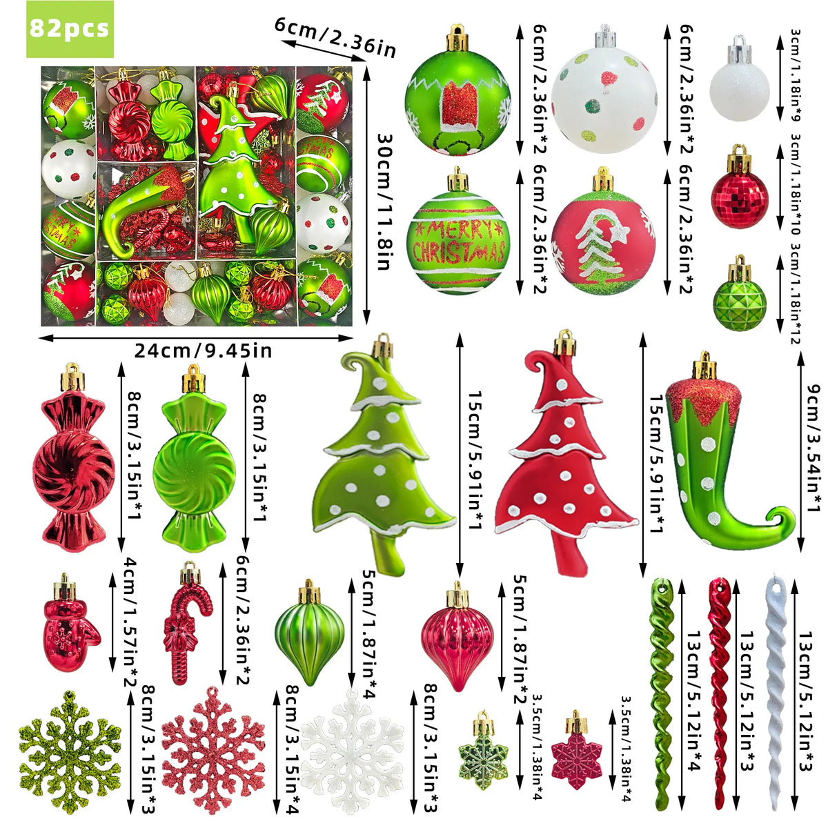 Green Monster Christmas Tree Ornament Set