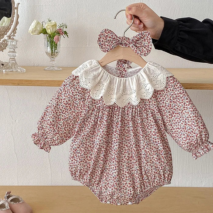 2026 New Spring Sister Dress Kids Princess Dresses Long Sleeved Cotton Print 2-7Yrs Girl Party Dress Baby Girl Romper