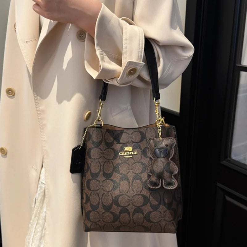 Unisex PU Bucket Bag with Magnetic Buckle
