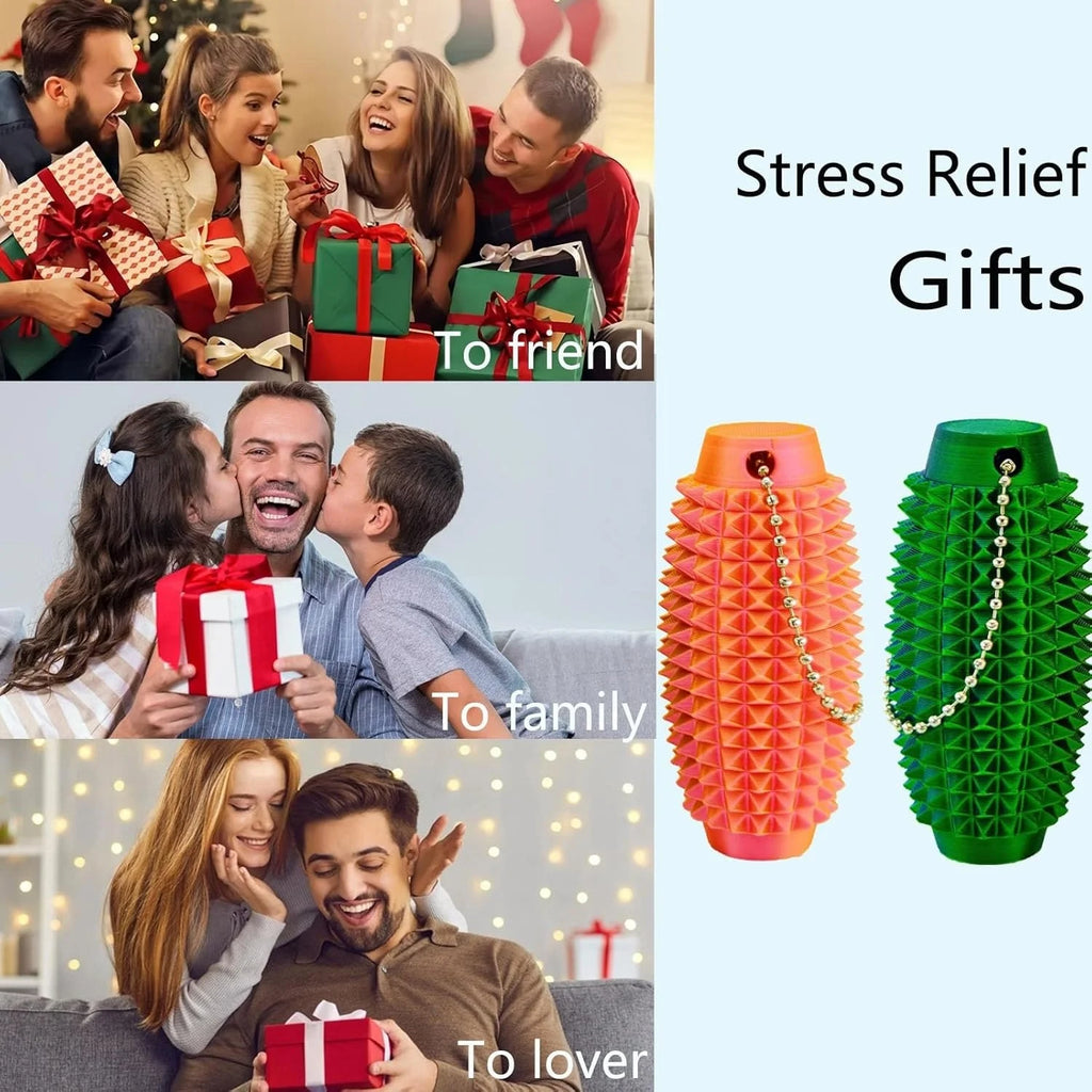 Mini Spiky Fidget Massage Keychain – 3D Silicone Pain Stim Sensory Toy for Anxiety Relief, Singles & 4-Pack