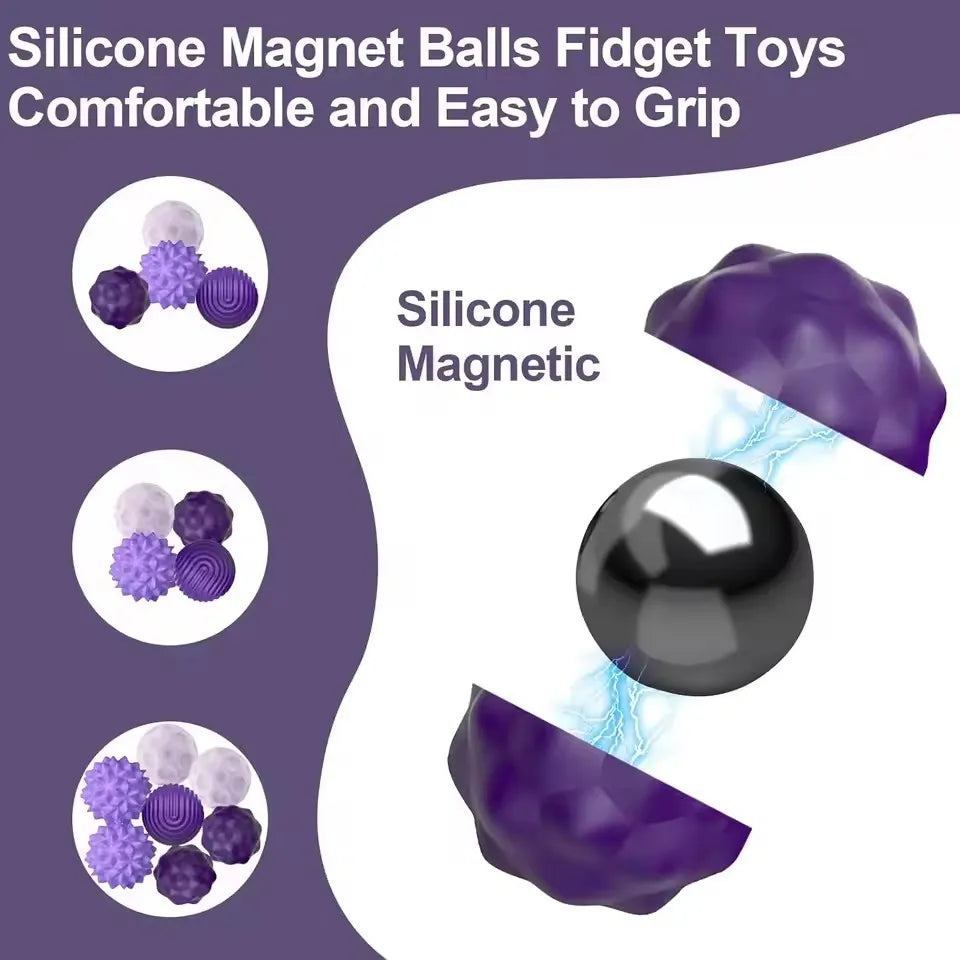 Silicone Sensory Magnetic Constructor Balls | Montessori Educational Toy | Magnetic Building Blocks | 3 Colors