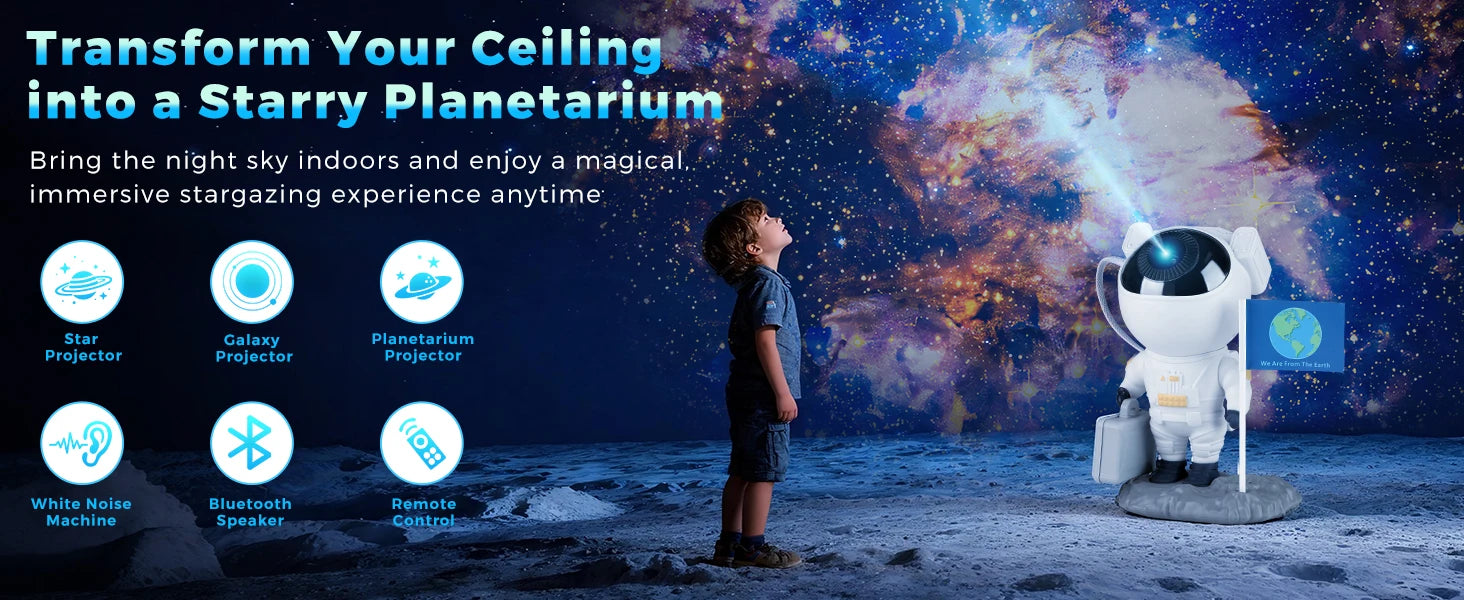 Astronaut Galaxy Projector | Star Projector with 12 Space Films | Nebula Night Light | Game Room Decor