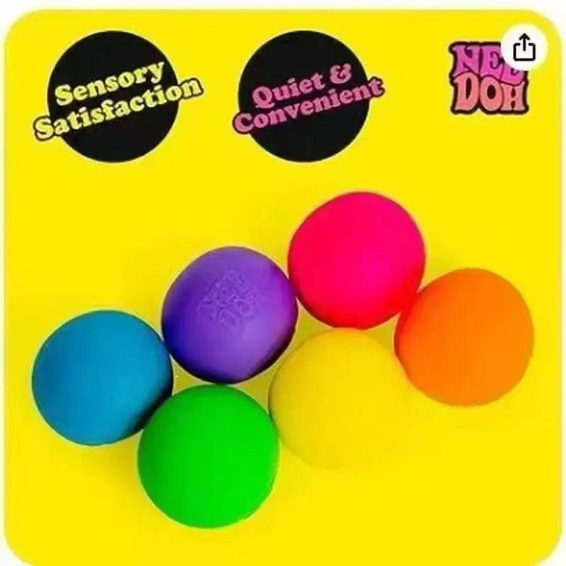 Schylling Teenie Nee Doh Rainbow Stress Balls | 6-Pack Squishy Fidget Toys | Anxiety Relief | Ages 14+
