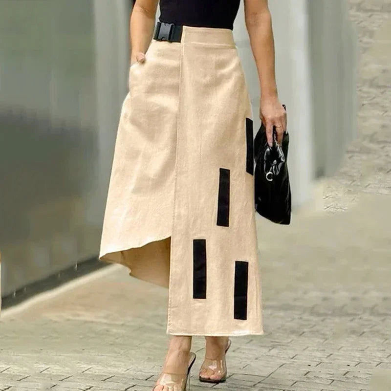 Women's Asymmetrical Hem Cotton Maxi Skirt