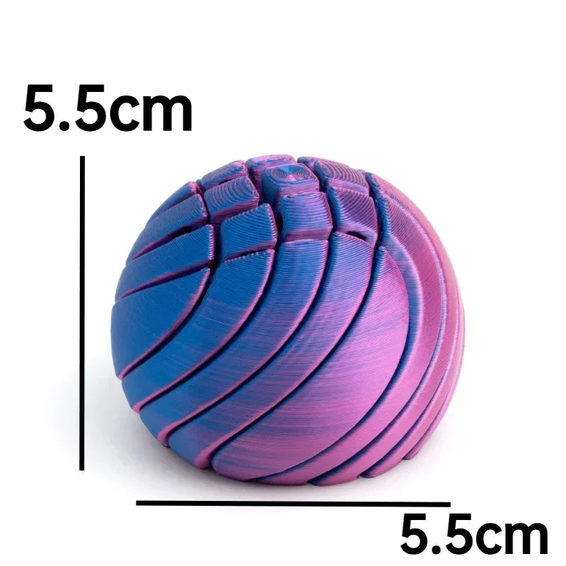 Twist Sphere 3D Printed Fidget Ball | Gear Rotating Liquid Flow Toy | Anxiety Relief | 3 Gradient Colors