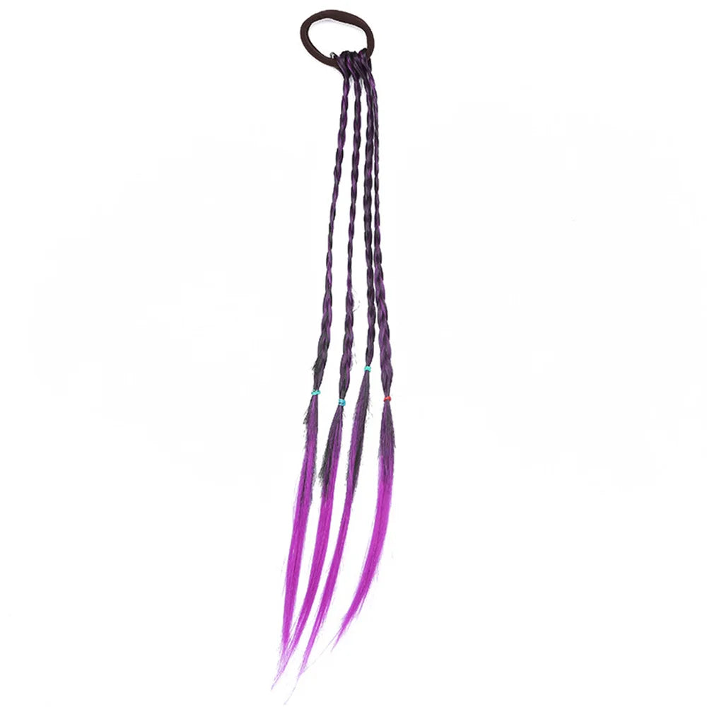 Colorful Hair Braids Tools Gradient Color Synthetic Hair Ponytail Rope Girls Princess Hair Ties Children Kids Styling Braiders