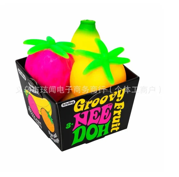Fruit NeeDoh Squishy Toy 3PCS Banana Orange Strawberry Slow Rising Anxiety Relief Stress Relief Relaxing Accessory In Stock Gift