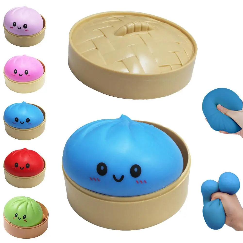 Stress Relief Squeeze Toy-Simulated Dumpling&Baozi,Reusable Low Rebound Sensory Dough Ball For Relieve Anxiety&Release Emotions