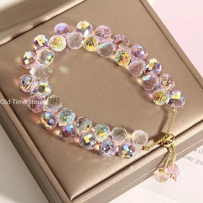 Bracelet for Women Girls Exquisite Zircon Handmade Beads Charm Bracelets Brilliant Purple Crystal Jewelry Gift