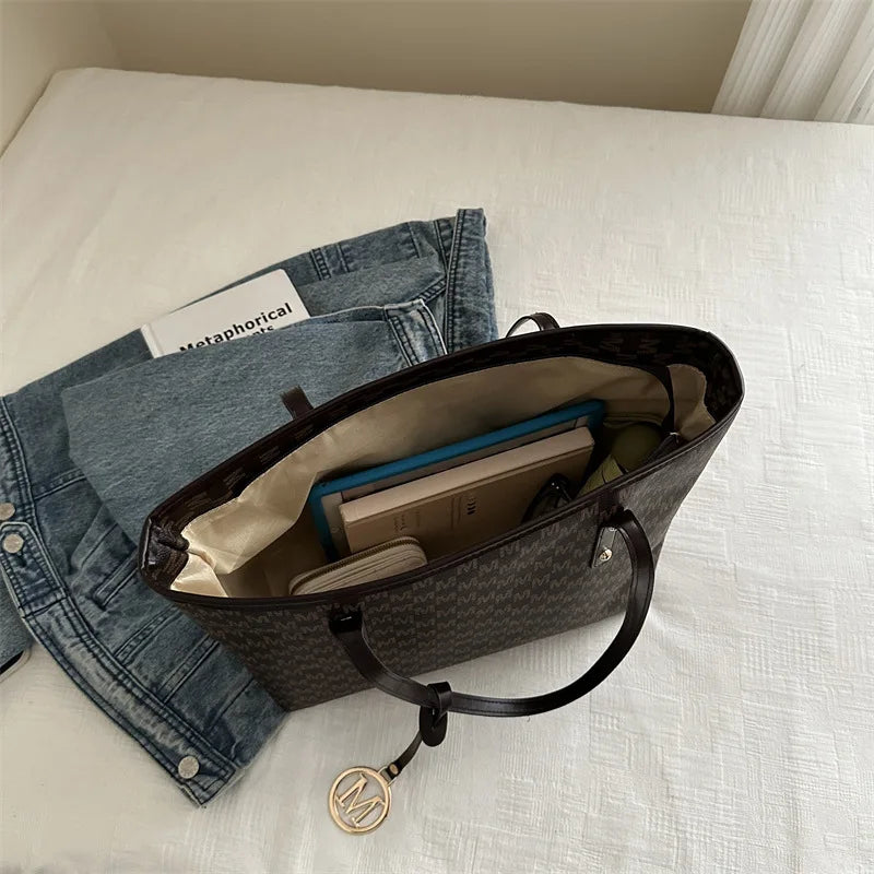 Women's Vintage PU Letter Tote Shoulder Bag