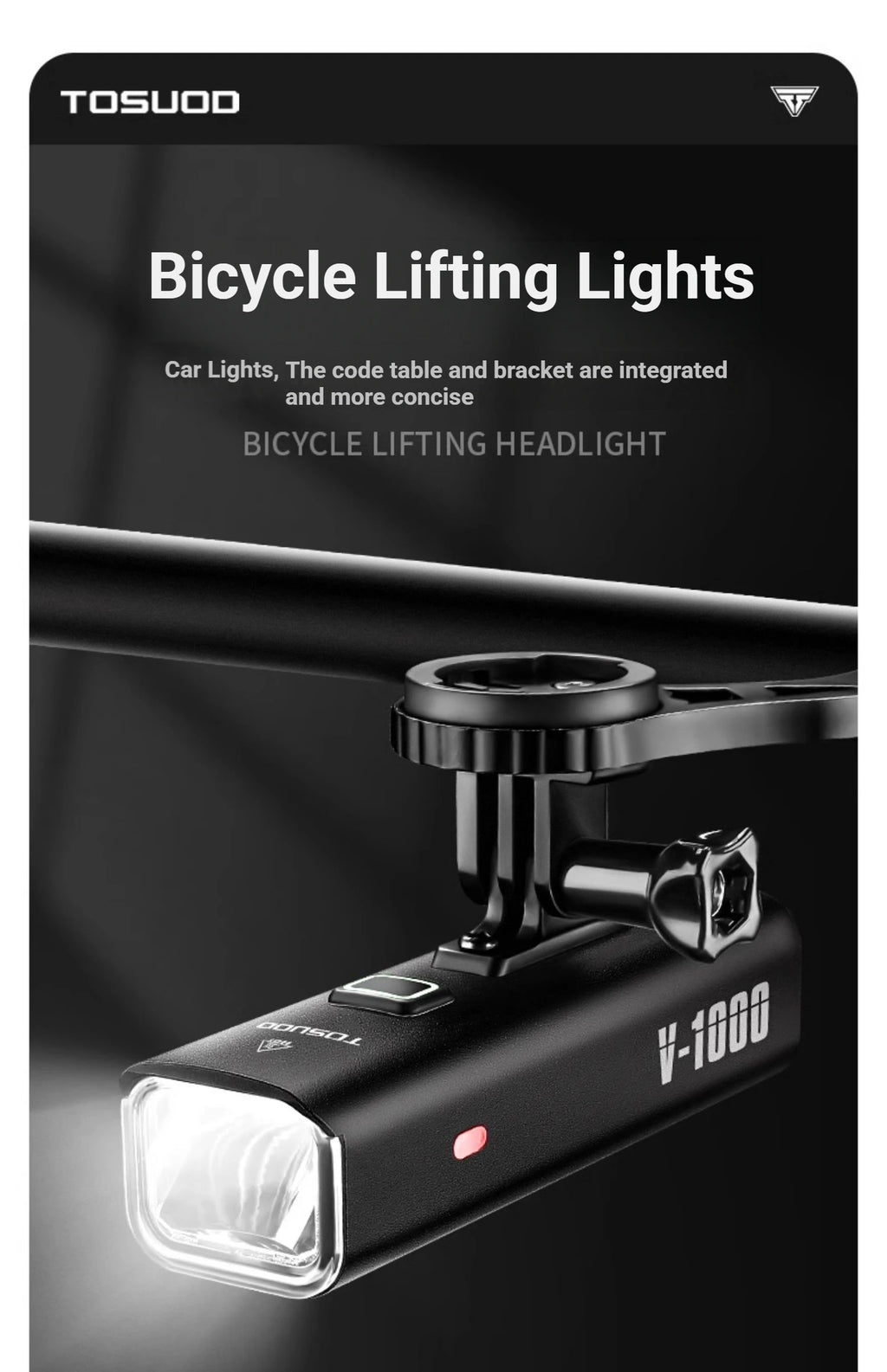 TOSUOD Bicycle Front light 1500 Lumens 4800mAh Bike Light Waterproof USB Charging IPX6 Waterproof Cycling Lamp Accessories