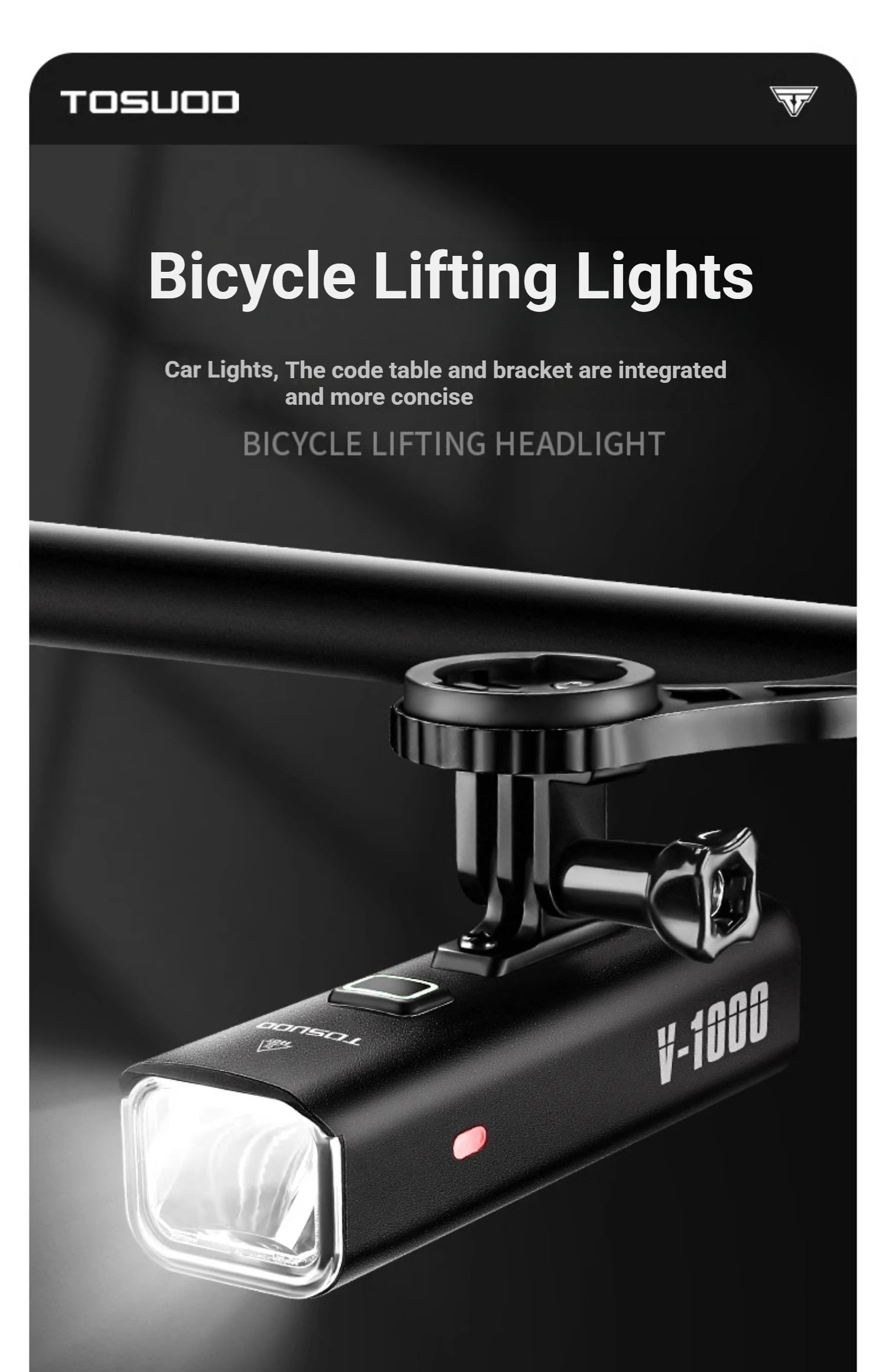 TOSUOD Bicycle Front light 1500 Lumens 4800mAh Bike Light Waterproof USB Charging IPX6 Waterproof Cycling Lamp Accessories