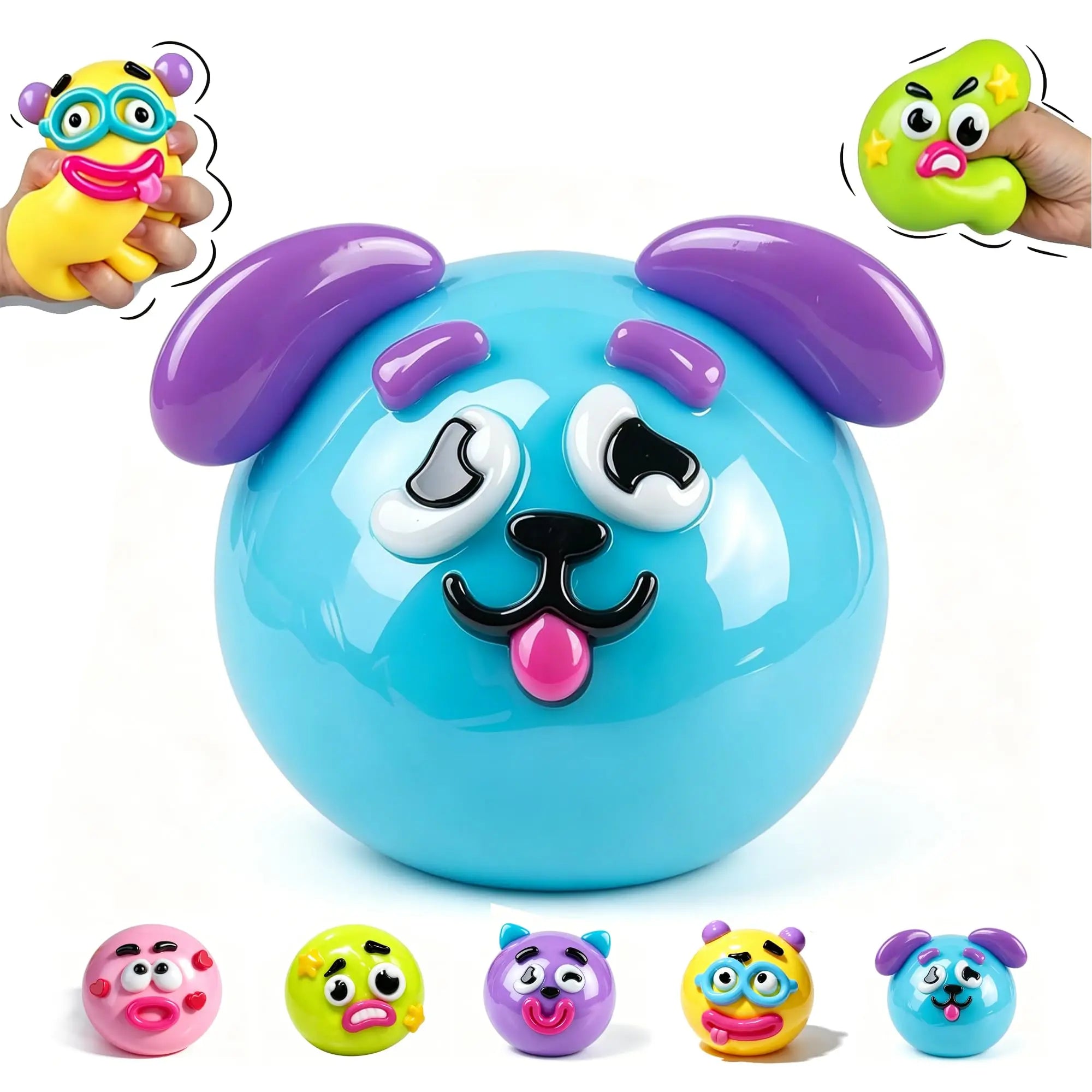 Smushers Dog Face Swap Squishy Toy | Soft Moldable Slow Rise Squeeze Toy | 5 Colors | Ages 14+