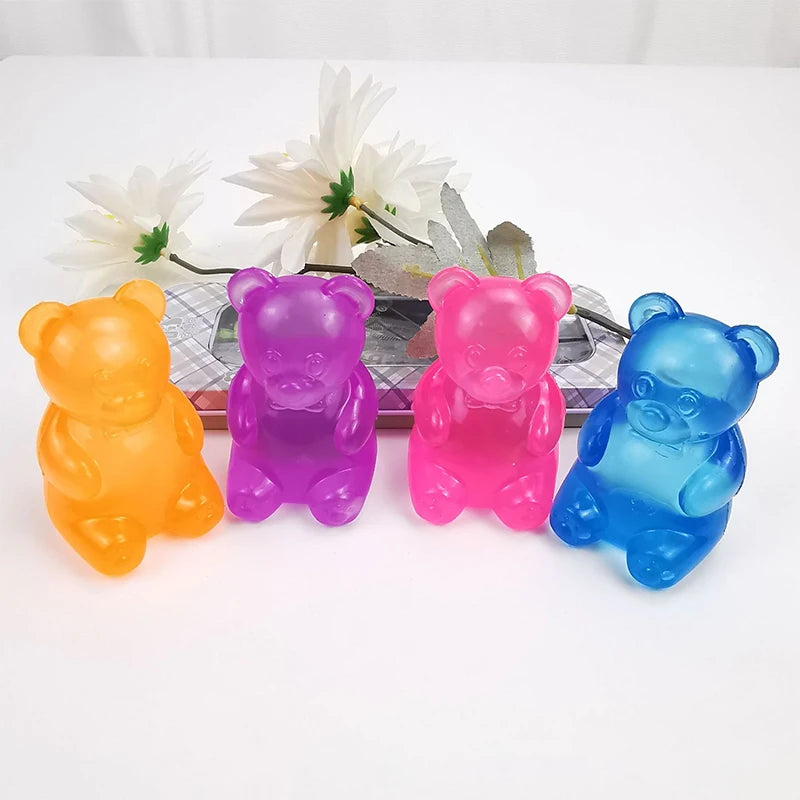 Cute Bear Maltose Squishy Toy Dough Colorful Sensory Toy Creative Desk Decoration Stress Relief Doll Squeeze Fidget Toy